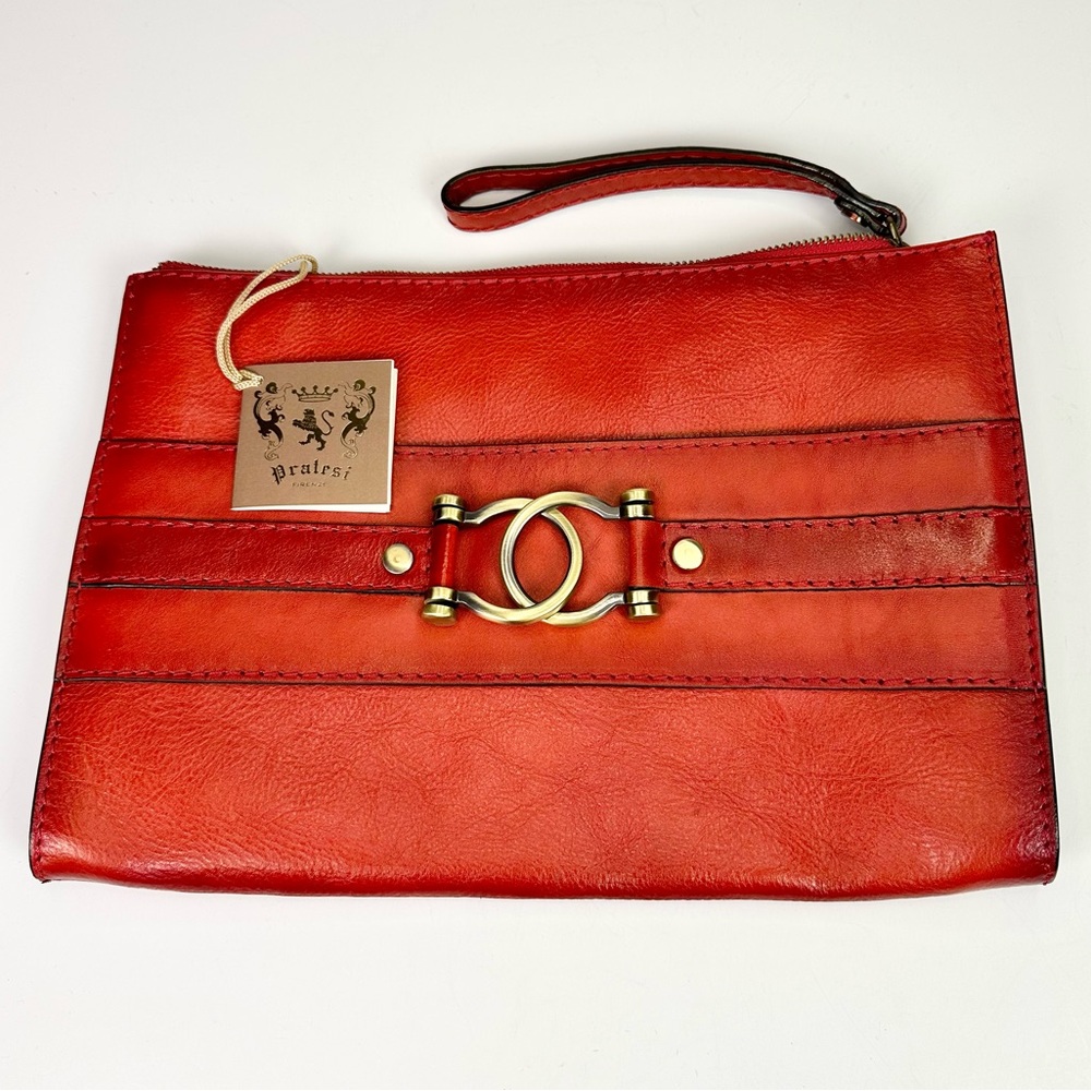 Pratesi Italian Leather Red Clutch NWT